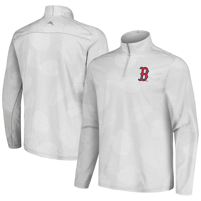 Men's Tommy Bahama Gray Boston Red Sox Delray Frond IslandZone Half-Zip Jacket