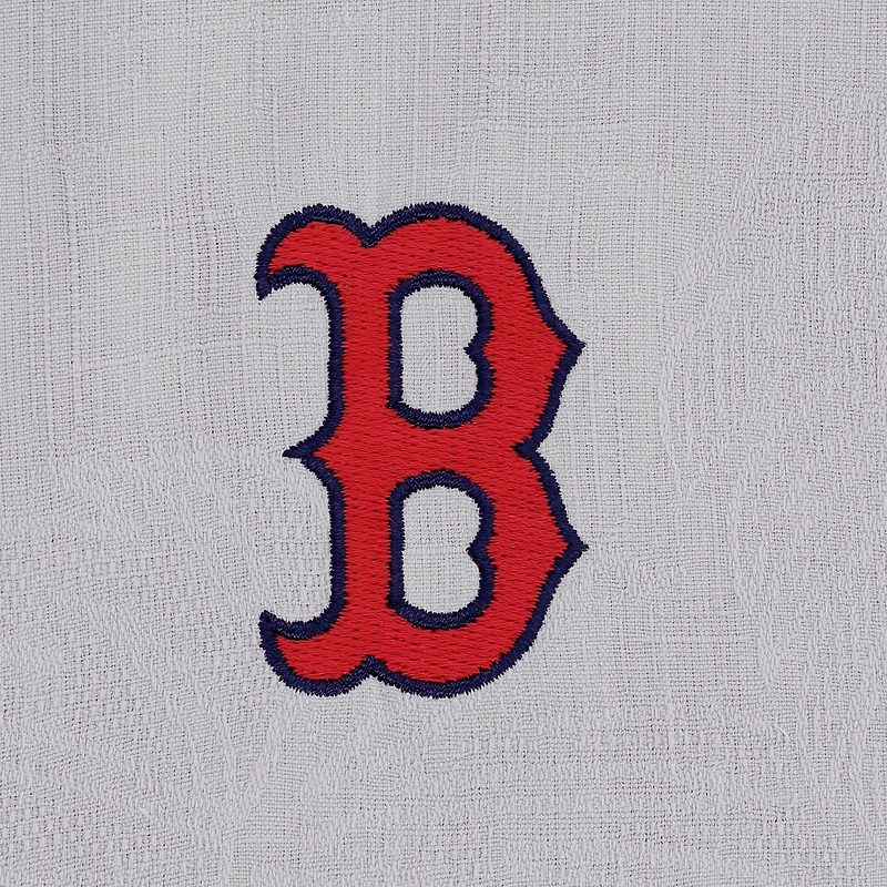 Men's Tommy Bahama Gray Boston Red Sox Hit and Run Silk Camp Button-Up Shirt