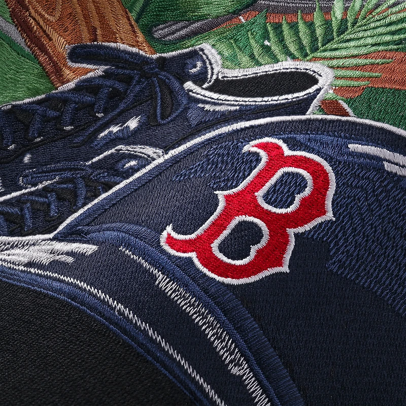 Men's Tommy Bahama Gray Boston Red Sox Hit and Run Silk Camp Button-Up Shirt