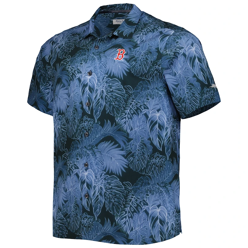 Men's Tommy Bahama Navy Boston Red Sox Big & Tall Luminescent Fronds Camp IslandZone Button-Up Shirt