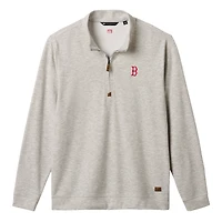 Pull-over TravisMathew pour homme, gris chiné, Boston Red Sox Cloud Home Game, col zippé, en mélange de trois matières.