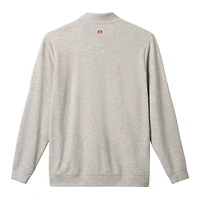 Pull-over TravisMathew pour homme, gris chiné, Boston Red Sox Cloud Home Game, col zippé, en mélange de trois matières.