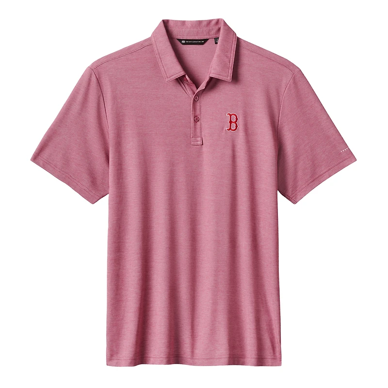 Polo tri-blend TravisMathew rouge chiné pour homme, motif éliminatoire des Red Sox de Boston