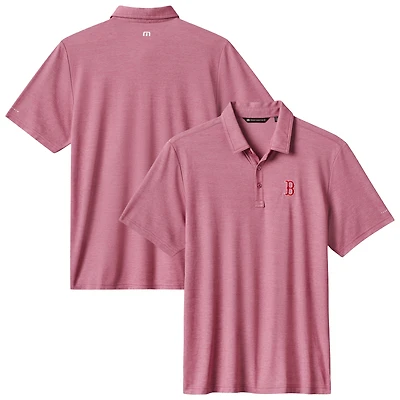 Polo tri-blend TravisMathew rouge chiné pour homme, motif éliminatoire des Red Sox de Boston