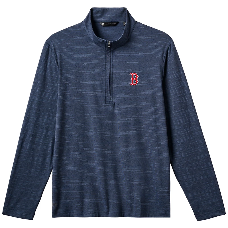 Men's TravisMathew Navy Boston Red Sox The Heater Quarter-Zip Pullover Top