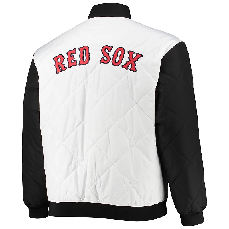 Men's White/Black Boston Red Sox Reversible Satin Full-Zip Jacket