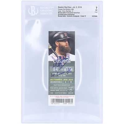 Mookie Betts Boston Red Sox Autographed 1st Career Home Run Beckett Fanatics Witnessed Authenticated 7/10 Ticket from July 2