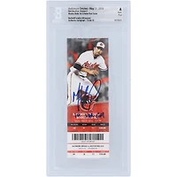 Billet autographié par Mookie Betts des Boston Red Sox lors du premier match de 3 circuits en carrière avec l'inscription « 1st 3 HR GM » - BAS Authentifié, Classé 10