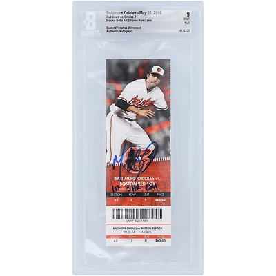 Mookie Betts Boston Red Sox Autographed Ticket from 1st Career 3 Home Run Game with "1st 3 HR GM" Inscription