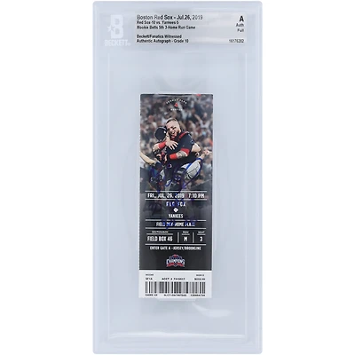 Mookie Betts Boston Red Sox Autographed Ticket from 2018 MLB Season with "30 HR's 30 SB" Inscription - BAS Authenticated Graded 10