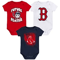 Newborn & Infant Navy/White/Red Boston Red Sox Minor League Player - Three-Pack Bodysuit Set