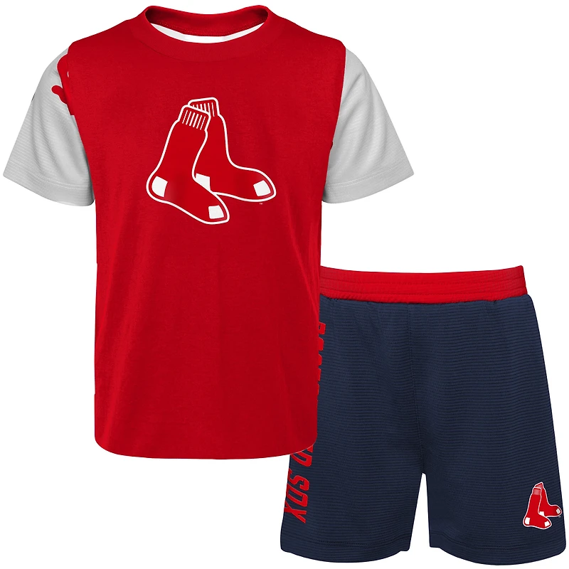 Newborn & Infant Red/Navy Boston Red Sox Pinch Hitter T-Shirt Shorts Set