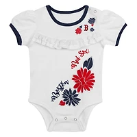Newborn White/Navy Boston Red Sox Sweet Catcher 3-Piece Bodysuit, Headband and Skirt Set