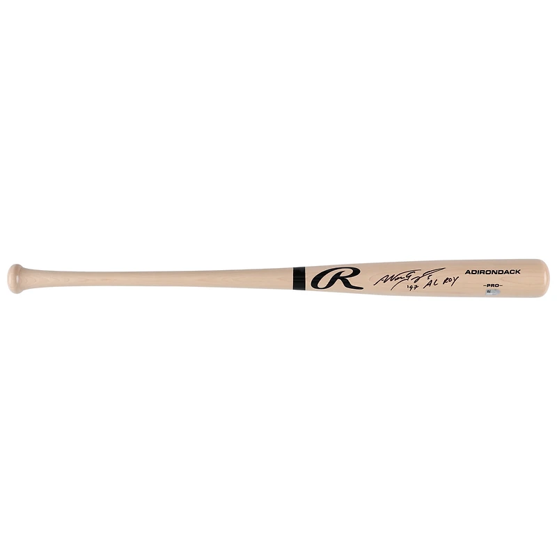 Batte de baseball professionnelle Rawlings Blonde autographiée par Nomar Garciaparra des Boston Red Sox avec l'inscription « 97 AL ROY »