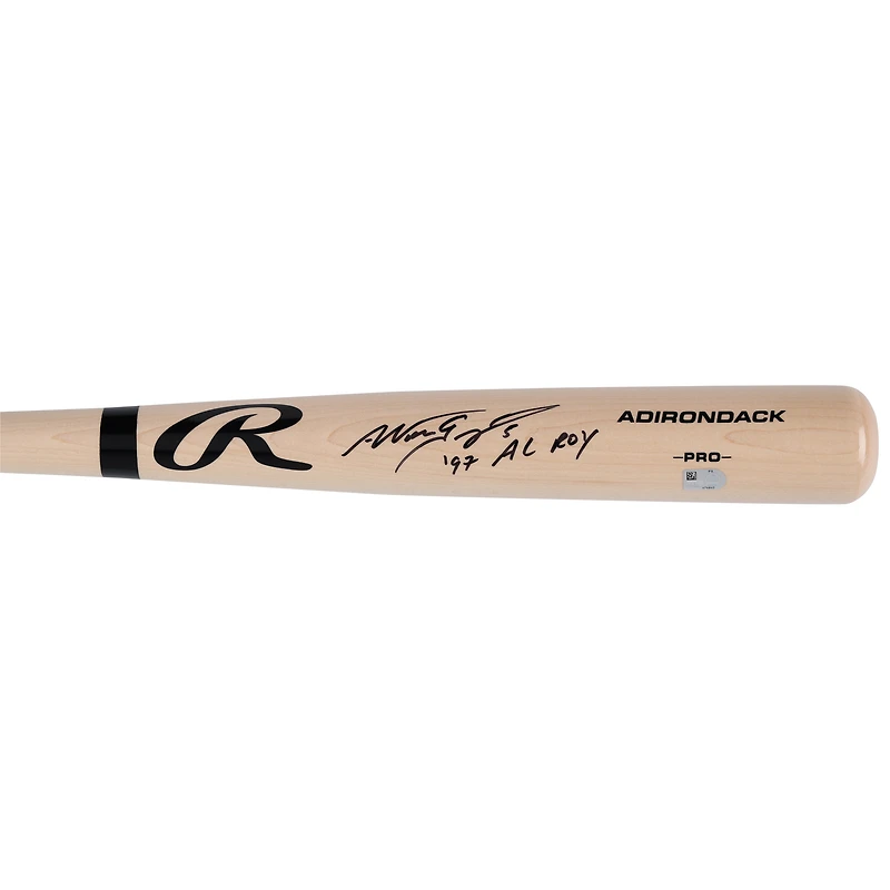 Batte de baseball professionnelle Rawlings Blonde autographiée par Nomar Garciaparra des Boston Red Sox avec l'inscription « 97 AL ROY »