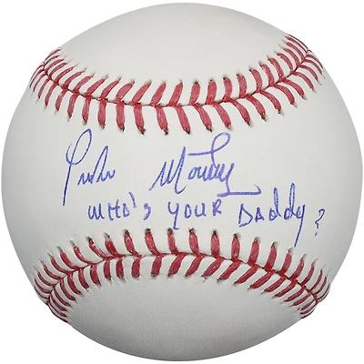 Balle de baseball autographiée par Pedro Martinez des Red Sox de Boston avec l'inscription « Qui est ton papa ? »