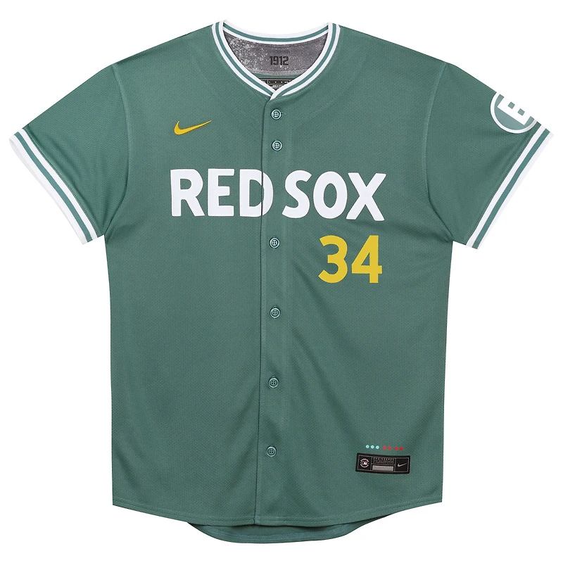 Maillot Nike David Ortiz, joueur retraité des Boston Red Sox, édition limitée City Connect 2025, vert, pour enfant d'âge préscolaire