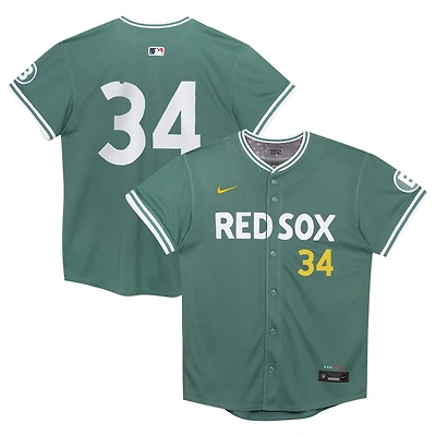 Maillot Nike David Ortiz, joueur retraité des Boston Red Sox, édition limitée City Connect 2025, vert, pour enfant d'âge préscolaire