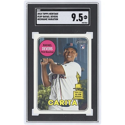 Rafael Devers Boston Red Sox 2018 Topps Heritage Nickname Variation #189 SGC Authenticated 9.5 Rookie Card
