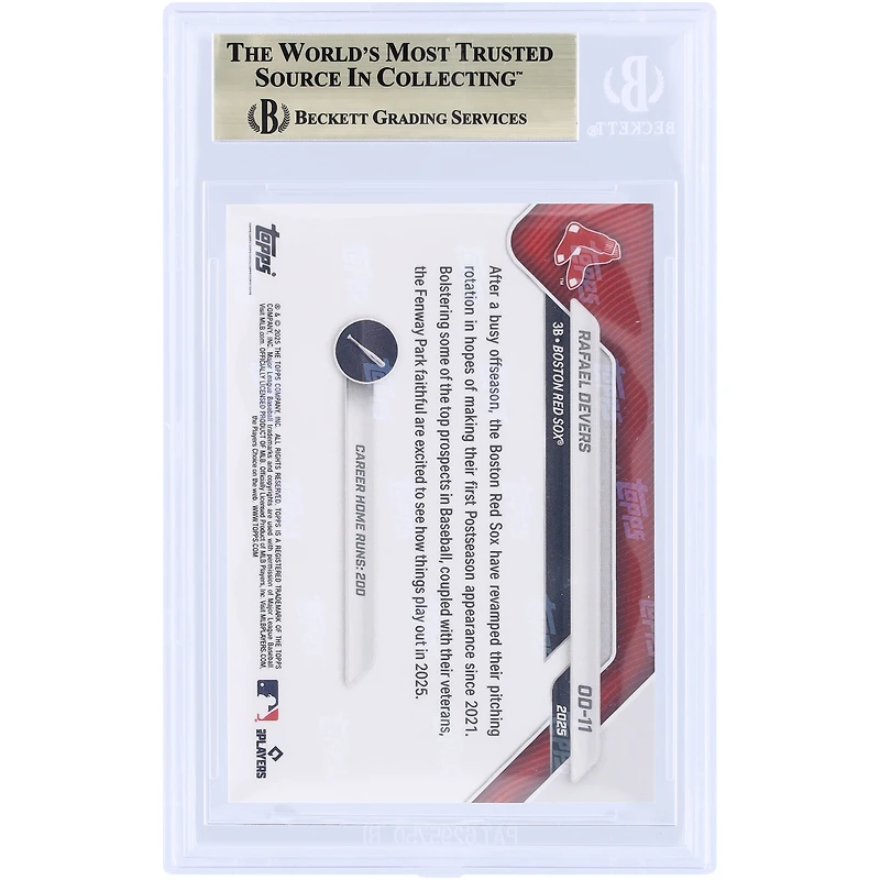 Rafael Devers Boston Red Sox 2025 Topps Now Road To Opening Day Red Foil #OD-11 #/5 BGS Authenticated 10 Card - 10,9.5,10,10 Subgrades