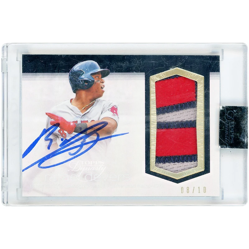 Rafael Devers Boston Red Sox Autographed 2018 Topps Dynasty Tri-Color Game-Used Relic #AP-RD5 #8/10 Card