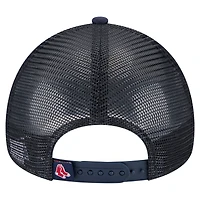 Casquette ajustable New Era blanche/bleu marine Boston Red Sox peinte en A 9FORTY Trucker pour tout-petit