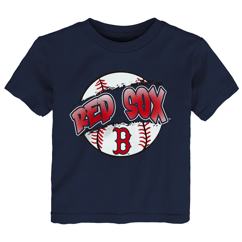 T-shirt Outerstuff bleu marine Boston Red Sox Split Ball pour tout-petit