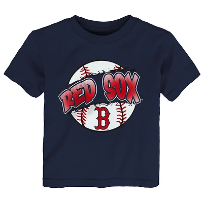 T-shirt Outerstuff bleu marine Boston Red Sox Split Ball pour tout-petit