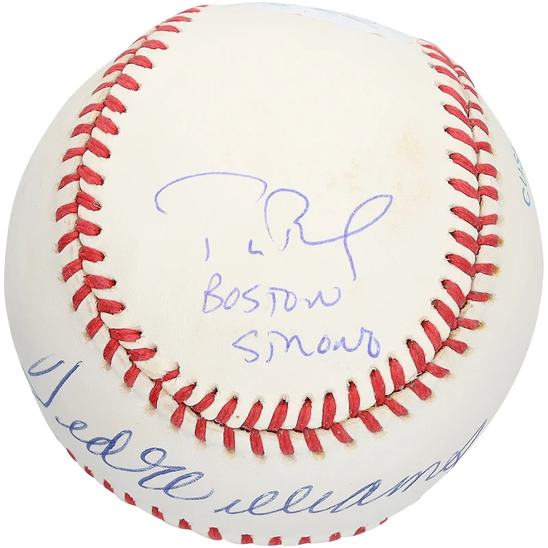 Balle de baseball autographiée par Tom Brady et Ted Williams avec l'inscription « Boston Strong