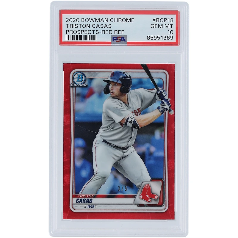 Triston Casas Boston Red Sox 2020 Bowman Chrome Red Refractor #BCP-18 #3/5 PSA Authentifié 10 Carte