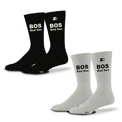 Lot de 2 paires de chaussettes d'assistance unisexes Starter noires/blanches des Boston Red Sox