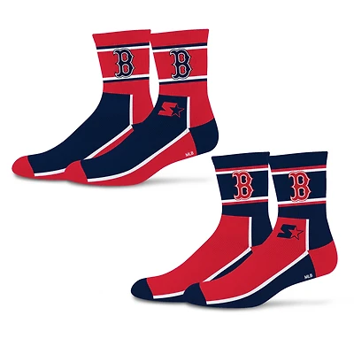 Unisex Starter Red/Navy Boston Red Sox Double Color Block 2-Pack Mid-Crew Socks