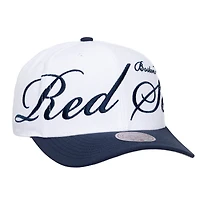 Unisex Mitchell & Ness White/Navy Boston Red Sox XL Script Pro Crown Adjustable Hat