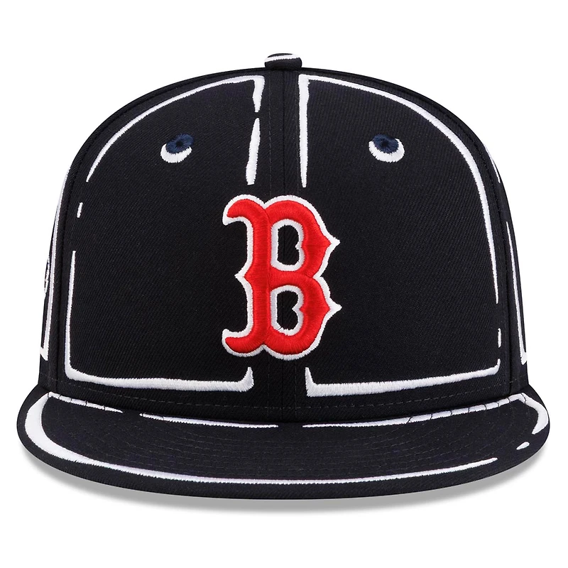 Unisex New Era x Joshua Vides Navy Boston Red Sox Outline 59FIFTY Fitted Hat