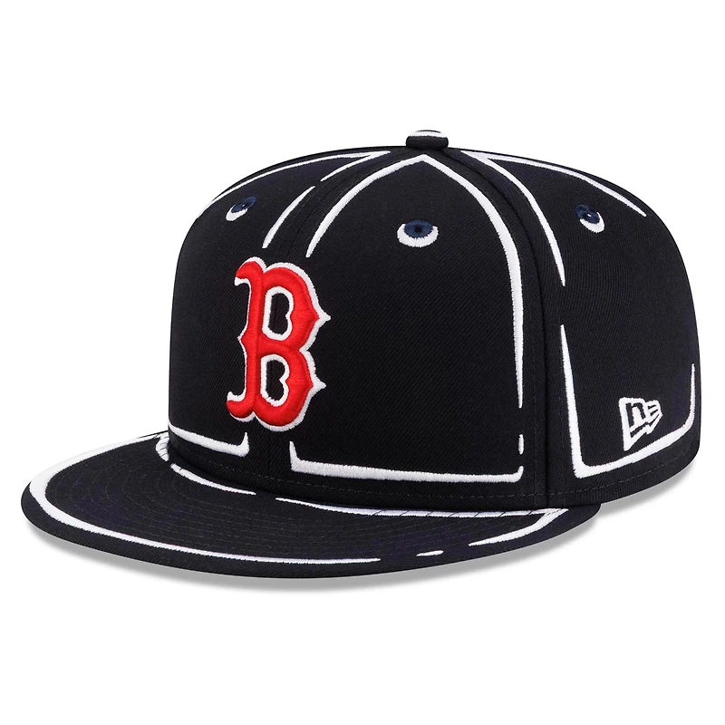 Unisex New Era x Joshua Vides Navy Boston Red Sox Outline 59FIFTY Fitted Hat