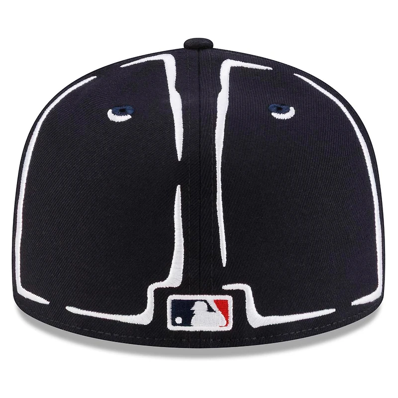 Unisex New Era x Joshua Vides Navy Boston Red Sox Outline 59FIFTY Fitted Hat