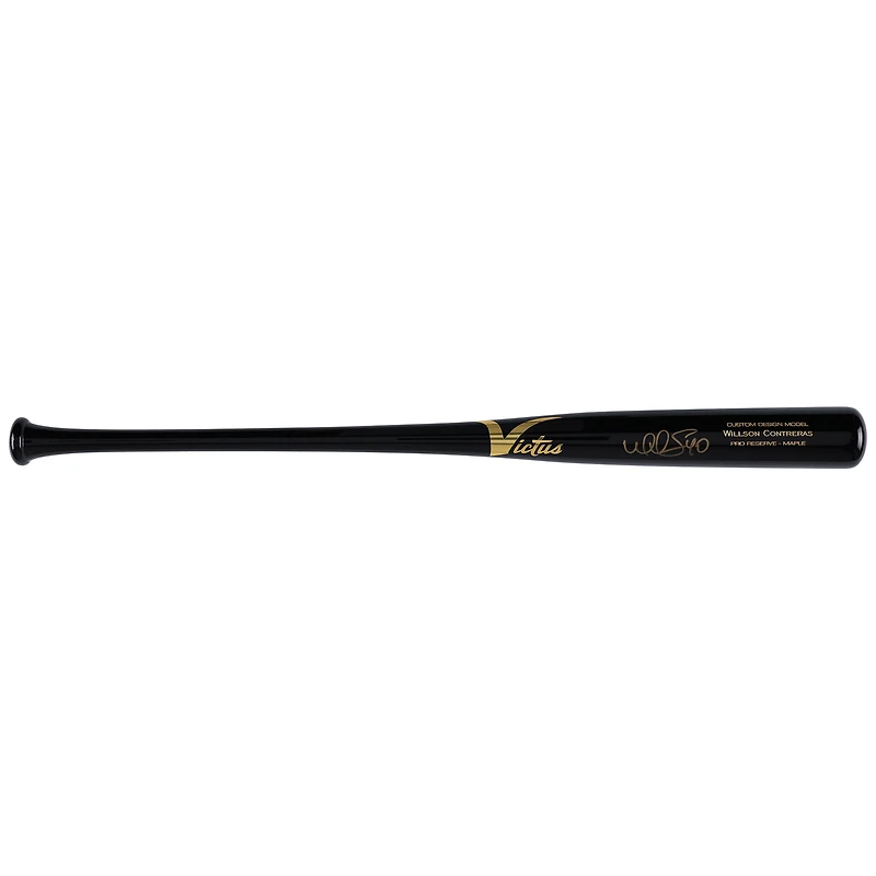 Bâton de match Victus noir et or autographié par Willson Contreras, des Red Sox de Boston
