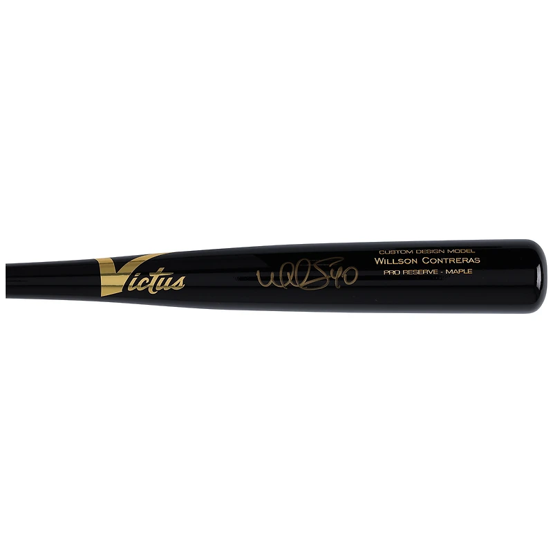 Bâton de match Victus noir et or autographié par Willson Contreras, des Red Sox de Boston
