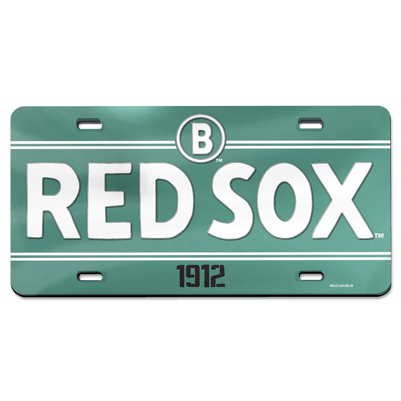 Plaque d'immatriculation en acrylique métallisé découpée au laser WinCraft Boston Red Sox 2025 City Connect