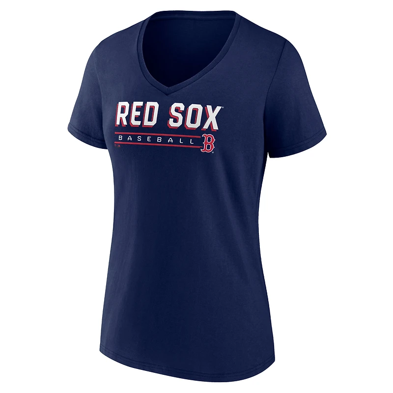 Women's Fanatics  Navy Boston Red Sox Team Logo Baseball V-Neck T-Shirt
