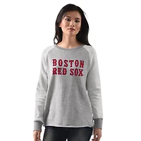 Sweat-shirt à col rond raglan Boston Red Sox Gridiron G-III 4Her de Carl Banks pour femme, gris chiné