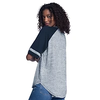 Women's G-III 4Her by Carl Banks  Navy Boston Red Sox Hall of Fame Raglan Oversized Half-Sleeve V-Neck Top