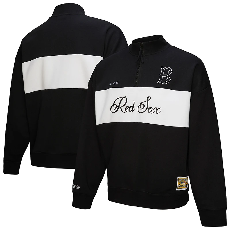 Pull zippé quart de tour noir pour femme Mitchell & Ness Boston Red Sox Cooperstown Collection