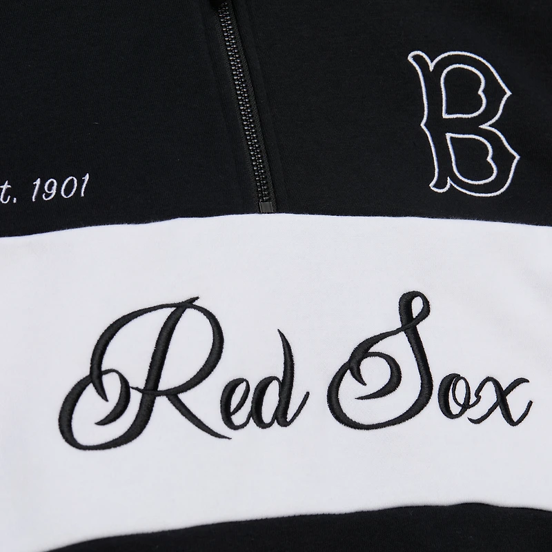 Pull zippé quart de tour noir pour femme Mitchell & Ness Boston Red Sox Cooperstown Collection