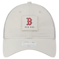 Casquette ajustable 9TWENTY à point carré beige clair des Boston Red Sox de New Era pour femme