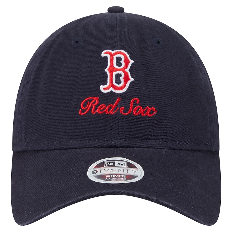 Casquette ajustable New Era bleu marine Boston Red Sox Preppy Team 9TWENTY pour femme