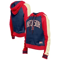 Women's New Era  Navy Boston Red Sox Throwback Cropped Raglan Pullover Hoodie