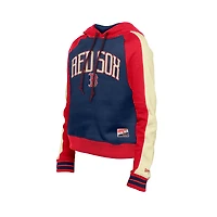 Women's New Era  Navy Boston Red Sox Throwback Cropped Raglan Pullover Hoodie