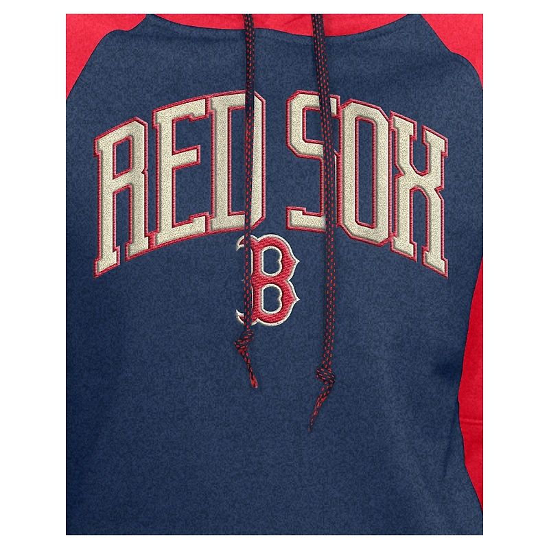 Women's New Era  Navy Boston Red Sox Throwback Cropped Raglan Pullover Hoodie