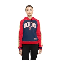 Women's New Era  Navy Boston Red Sox Throwback Cropped Raglan Pullover Hoodie